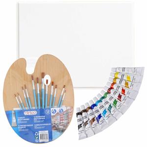 Complete hobby schilderij maken verf set met canvas schildersdoek -