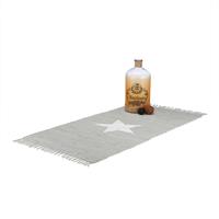 RELAXDAYS Flickenteppich 70 x 140 cm mit Sternmotiv aus 100 % Baumwolle, Fransen, Fleckerlteppich, grau