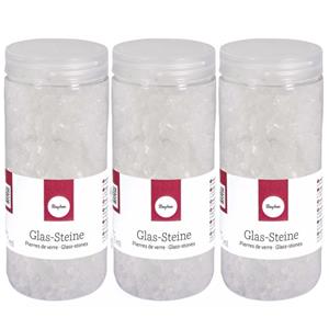 3x potjes transparante decoratie steentjes glas 475 ml -