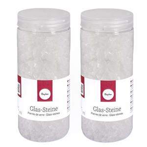 2x potjes transparante decoratie steentjes glas 475 ml -