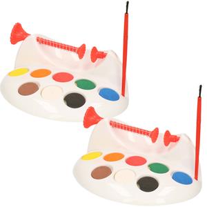 2x stuks paaseieren schilder verfmolens set houder met verf en kwastjes -