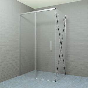 Boss & Wessing Douchedeur  Rollo Soft Close 120x200 cm Nano Glas RVS Look 