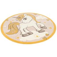 Pergamon Kinderteppich Samba Kids Rund Einhorn Beige Gelb Teppiche beige/gelb Gr. 160 x 160