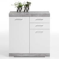 FMD Kast met 2 deuren en 2 lades 80x34,9x89,9 cm betonkleurig en wit