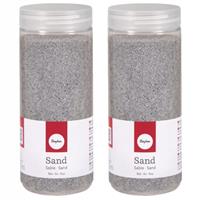 Rayher hobby materialen 5x potjes fijn decoratie zand zilver 475 ml -