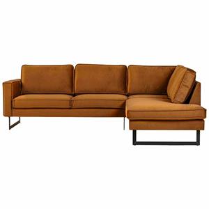 HomingXL Hoekbank / Loungebank Stuart | Rechts | velours Adore cognac 28 | 2,48 x 1,97 mtr