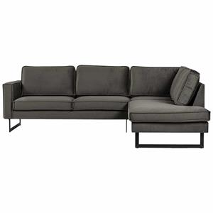HomingXL Hoekbank / Loungebank Stuart | Rechts | Velours Adore donkergrijs 68 | 2,48 x 1,97 mtr