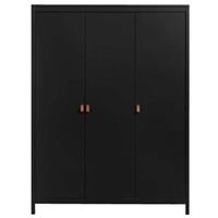 Leen Bakker Kledingkast Madeira 3-deurs - zwart - 199x150x58 cm