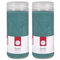 Rayher hobby materialen 4x potjes fijn decoratie zand turquoise 475 ml -