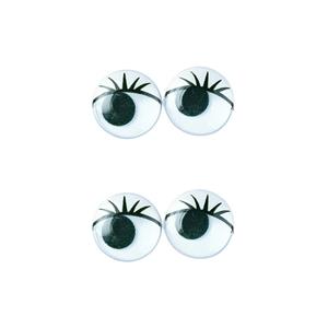 Rayher hobby materialen 16x stuks Wiebel oogjes met wimpers 15 mm -