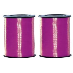 2x rollen fuchsia roze sier cadeau lint 500 meter x 5 milimeter breed -