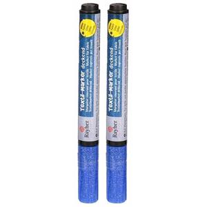 Rayher hobby materialen 2x stuks blauwe glitter textielstift -