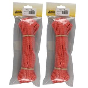 2x stuks touw streng oranje 25 meter -