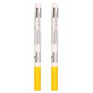 Rayher hobby materialen 2x stuks gele textielstift met fijne punt -
