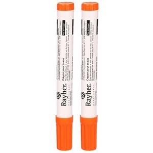 Rayher hobby materialen 2x stuks oranje textielstift met dikke punt -