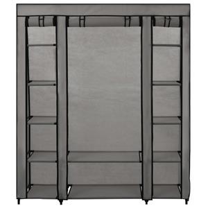 vidaXL Stoffschrank mit Fächern Kleiderstangen Grau 150x45x176cm 