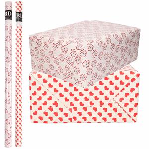 Bellatio 6x Rollen kraft inpakpapier liefde/valentijn/hartjes pakket - harten design 200 x 70 cm -
