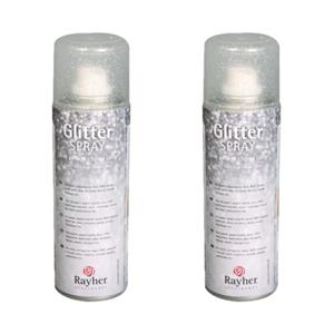 Set van 2x stuks fijne glitterspray zilver -