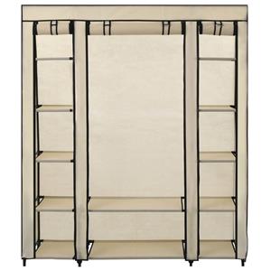 vidaxl Stoffschrank mit Fächern Kleiderstangen 150x45x176cm Creme