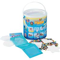 Hama 7701 - Bügelperlen, Bead-Tac, Eimer, 20000 Midi-Perlen, 5 Stiftplatten und Zubehör