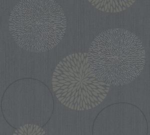 A.S. CREATIONS Mustertapete grau silber braun 937911 | Metallic-Tapete floral 93791-1 | Vliestapete für Wohnzimmer & Schlafzimmer | Moderne Tapeten - Grau, Schwarz