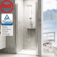 SCHULTE Duschtür Garant Drehtür in Nische von 6 mm Sicherheitsglas (ESG) Klar hell inkl. fixil Beschichtung, 80 x 200 cm, Profilfarbe: Chromoptik, Anschlag