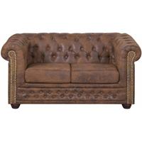 Küchen-Preisbombe Sofa Edles Chesterfield 2 Sitzer Mikrofaser Vintage braun Couch, Chesterfield Sofa