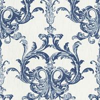 A.S. CREATIONS A.s.creations - Barock-Tapete Ornament-Tapete Blau Weiß Vliestapete Blau Weiß 961964 96196-4 - Blau, Weiß