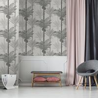 ART FOR THE HOME WOW - Vliestapete - Exotische Palme - Grau - 1005x52 cm