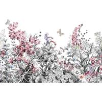 A.S. CREATIONS A.s.creations - DD118800 FlowerPainting Designwalls fototapete blumen schmetterling natur 255 x 350 cm (4 Teile) Fototapeten Online-Shop - Grau, Pink