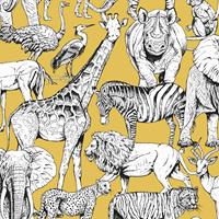 Kids At Home Behang Jungle Animals Jaune Oker