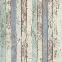 HOMEMAISON Shabby Chic Tapete Holzoptik Blau Braun 95914-1 | Vliestapete in Holz Vintage Chic 959141 | Maritime Tapete für Wohnzimmer,