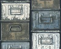 HOMEMAISON Vintage-Tapete Tapete Flur Blau Schwarz Anthrazit Weiß Vliestapete Blau Schwarz Anthrazit Weiß 306751 30675-1 - Blau, Schwarz /