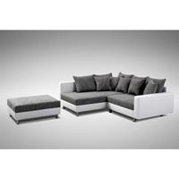 KÜCHEN PREISBOMBE Modernes Sofa Couch Ecksofa Eckcouch in weiss Eckcouch mit Hocker - Minsk L