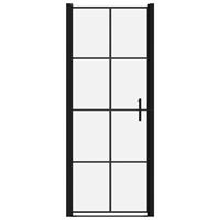 vidaXL Douchedeur 91x195 cm gehard glas zwart