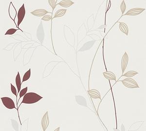 A.s. Création Behang Bladeren Crème, Rood En Beige - 53 Cm X 10,05 M - As-249739
