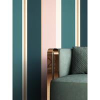 NEWROOM Tapete Rosa Vliestapete Streifen - Streifentapete Modern Blau Gold Linien Muster Mustertapete Edel - Rosa