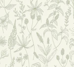 A.s. Création Behang Planten Groen En Wit - 53 Cm X 10,05 M - As-373635