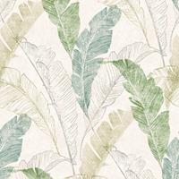 Dutch Wallcoverings Behang Tropical Leaf Grijs En Groen