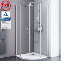 SCHULTE Duschkabine Alexa Style 2.0 Runddusche von 5 mm Sicherheitsglas (ESG) Klar hell inkl. fixil Beschichtung, Profilfarbe: Alu Natur, 90 x 90 x 192 cm,