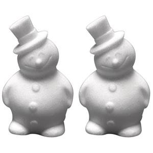 Rayher hobby materialen 2x stuks piepschuim figuren sneeuwman 17 cm -