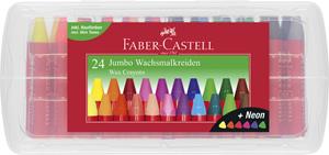 FABER-CASTELL Dreikant-Wachsmalkreide Jumbo, 24er Etui