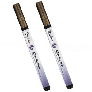Rayher Hobby 2x Stuks Gouden Marker Stift Met Een Fijne Punt - Stiften Om Mee Te Schrijven/tekenen