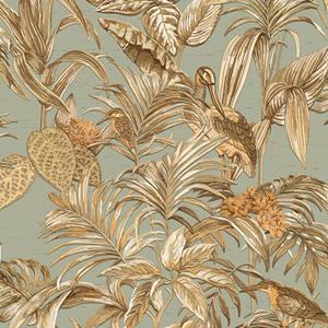 Dutch Wallcoverings Behang Bird-of-paradise Groenblauw