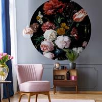 K&L WALL ART runde Fototapete Rosen Tapete Florale Blumentapete Ø 140cm