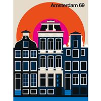 A.S. CREATIONS A.s.creations - DD120093 Amsterdam69 ARTist fototapete skyline 270 x 200 cm (2 Teile) | Jetzt Fototapeten günstig kaufen - Blau, Orange / Terrakotta