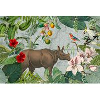 A.S. CREATIONS A.s.creations - DD119725 JungleRhino ARTist fototapete dschungel tiere vögel natur 270 x 400 cm (4 Teile) | Fototapeten online entdecken - Braun, Grün