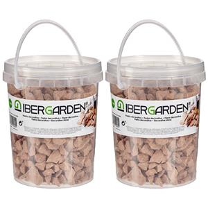 IBERGARDEN 2x pakjes decoratie steentjes/kiezels terracotta klein 1,5 kg -