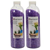 Giftdecor 2x pakjes decoratie steentjes/kiezeltjes fijn lila paars 1,5 kg -