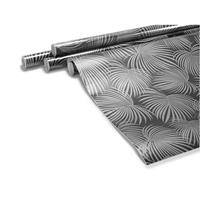2x Rollen folie inpakpapier/cadeaupapier metallic zwart/zilver met bladeren 70 x 200 cm -